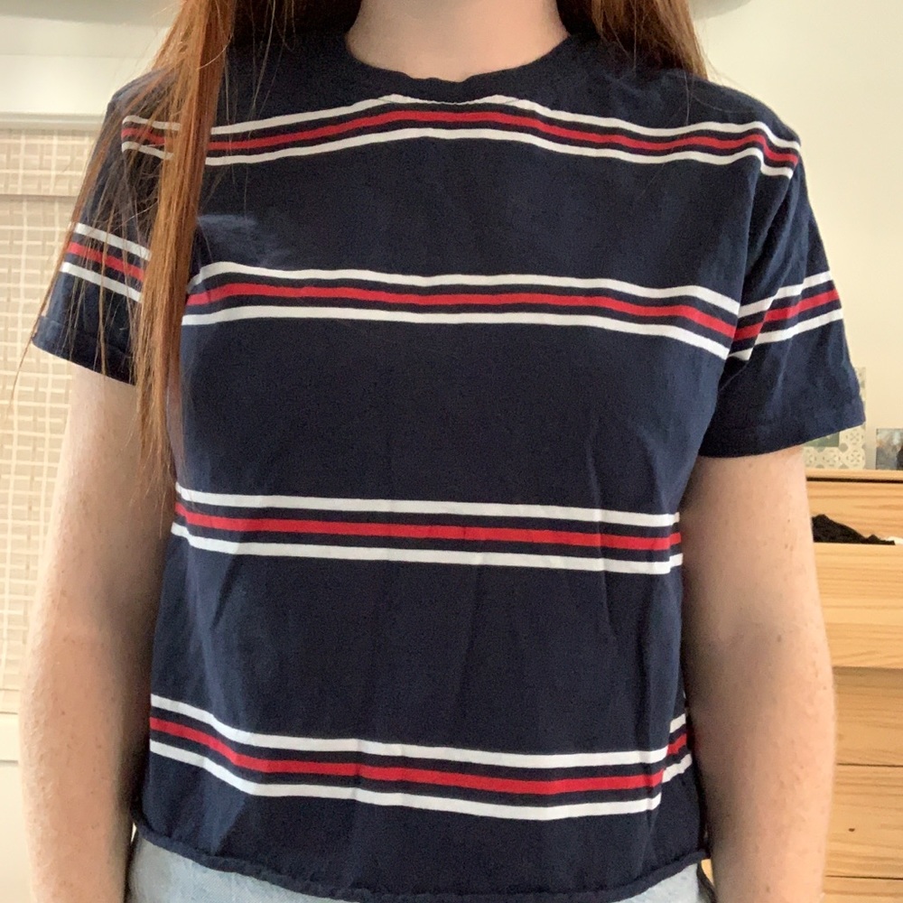 brandy melville red white & blue striped shirt